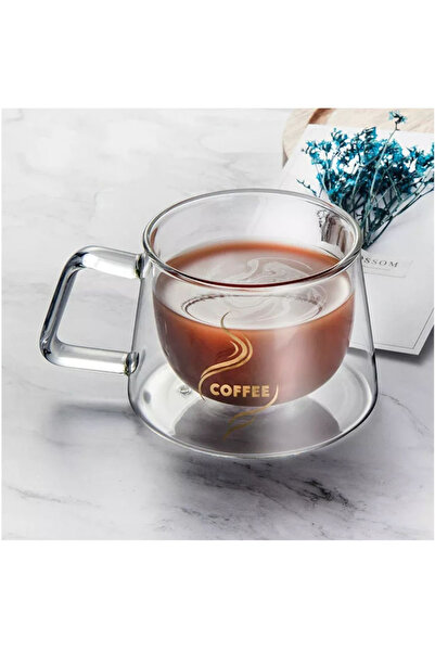 ABYZ Coffee Cup, Double Wall, Heat Resistant Glass, 200ml, 13x10x7.5 cm