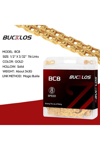 BUCKLOS 8 SPEED GOLD BUCKLOS MTB Bike Chain Road Bicycle Corrente 8/9/10/11/12S Mountain Bike Current 10 11