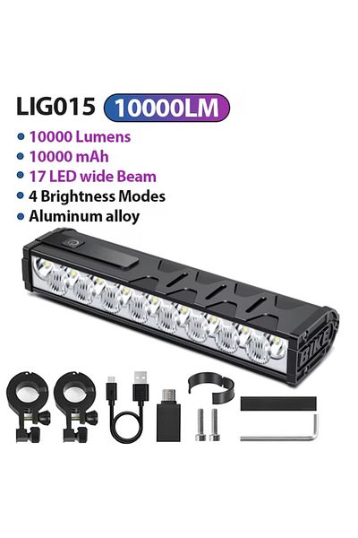 Choice LIG015-10000 Bicycle Light Front 8000Lumen Bike Light 5000mAh Waterproof Flashlight USB Charging MTB