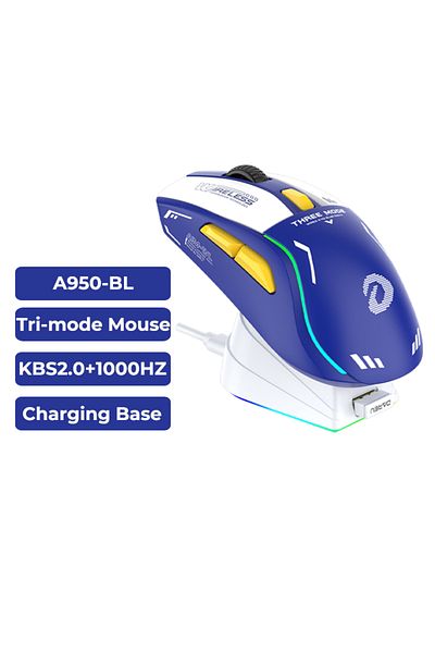Choice Blue DAREU PC Gaming Mouse Tri-mode Connect Bluetooth Wired 2.4G Wireless Mice with Charging Base KB