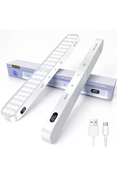 Choice Cabinet Light 2PCS WILLED Motion Sensor Cabinet Light Battery Display 60 LED Touch Light Bar Wirele