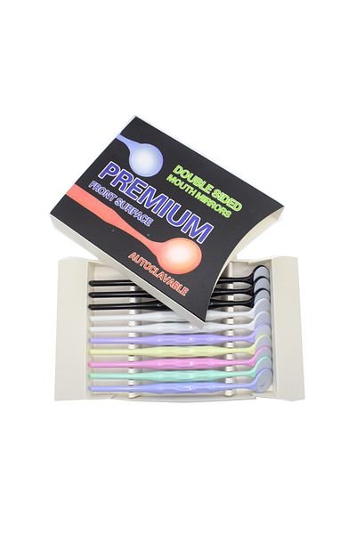 Choice AG 10pcs/Box Dental Double Sided Mouth Mirrors Autoclavable Surface Exam Reflectors With Handle O...