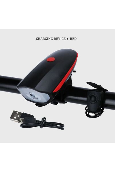 Choice Red Bicycle Front Light with Electric Horn Waterproof Bike Headlight USB Rechargeable Cycling Flashl