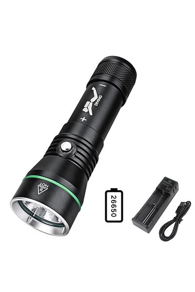 Choice With Battery BORUiT 2000LM LED Scuba Diving Flashlight Super Bright P50 IPX8 Waterproof Torch Underw