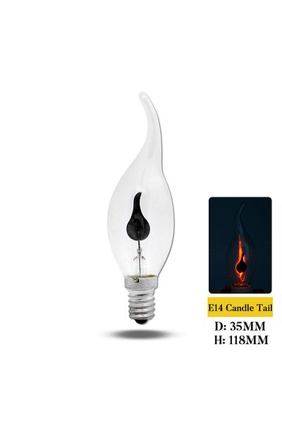 Parkson 3W AC220v E14 Candle Tail Vintage Edison E14 E27 Led Bulb Candle Light Flame Effect Bulb 3W AC220V H