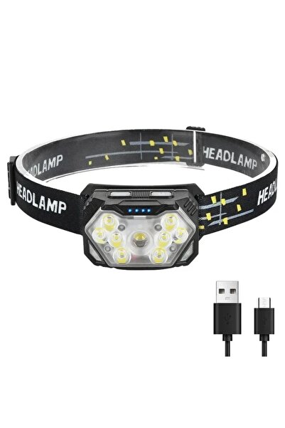 XIWANGFIRE 1 قطعة 9 مصابيح أمامية LED قوية قابلة لإعادة الشحن عبر USB ومستشعر...