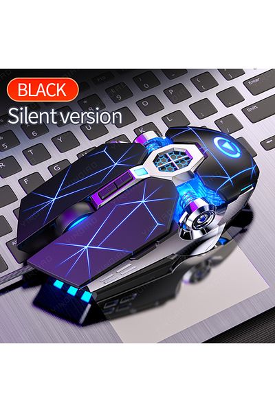 Choice ماوس ألعاب سلكي صامت أسود، 3200 نقطة في البوصة، إضاءة خلفية LED، USB بصري، ماوس سلكي مريح للألعاب