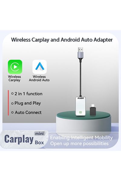 Choice carplay and auto New 2 In1 Carplay& Android Auto Glass Mirror Mini Carplay Box Wired to Wireless Car