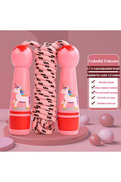 Choice Pink Unicorn Children's Sports Adjustable Cotton Rope Ropes Sport Fitness Lovely Cartoon Skipping N