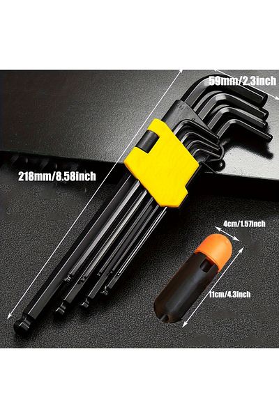 Choice black 9pcs 9-Piece,Hex Key Allen Wrench Set, Ball End Hex Key Set, Metric L-Wrench Chrome Vanadium S