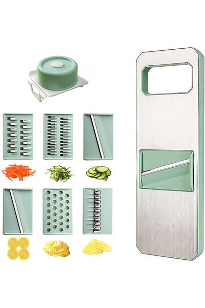 Choice Light Grey LMETJMA 6 in 1 Vegetable Slicer Mandoline Vegetable Slicer with 6 Interchangeable Blades