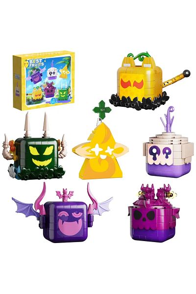 Choice Paper Instruction 494PCS 6 in 1 Blox Fruits Figures Model Bricks Dragon Dough Venom Leopard Light Sh