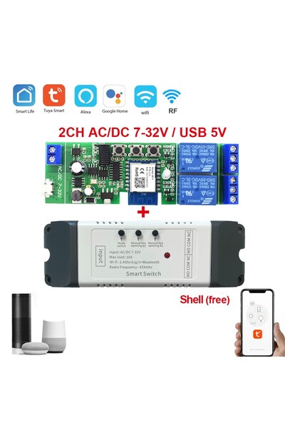 Choice مفتاح ذكي يعمل عن بعد بتردد 433 ميجاهرتز 10 أمبير مزود بخاصية واي فاي، وحدة مفاتيح إضاءة منزلية ذكية، وحدة تحكم ثنائية الاتجاه تعمل مع Tuya Sm