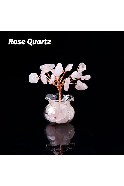 Choice 1PC Rose Quartz 1PC Natural Crystal Macadam Small Tree Reiki Healing Feng Shui Crystal Tree Artifici