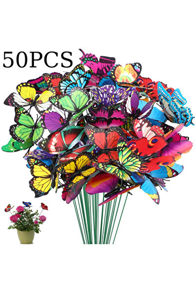 Choice 50 قطعة من 5-50 قطعة من أواني الزهور المقاومة للماء على شكل فراشة للحديقة أو الفناء أو تنسيق زهور الفراشة الملونة