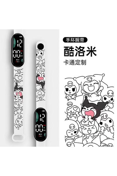 BANDAI E Kawaii Sanrio Watch Cartoon Printed Pochacco Electronic Watch Smart Bracelet Kuromi Anime Figure .