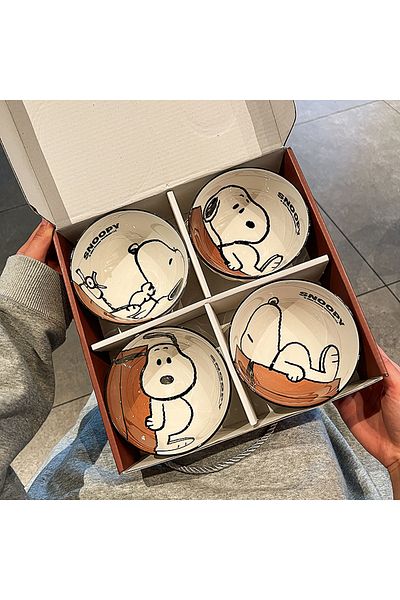 Miniso Spoon Chopsticks Snoopy New Cute Tableware Ceramic Bowl Particularly Beautiful And High-value Kawai