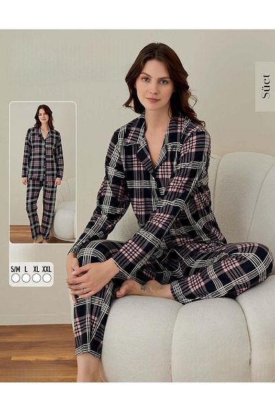 BOYRAZ Set pijamale dama din piele intoarsa - nasturi deasupra capului, model 02008 - 1 bucata