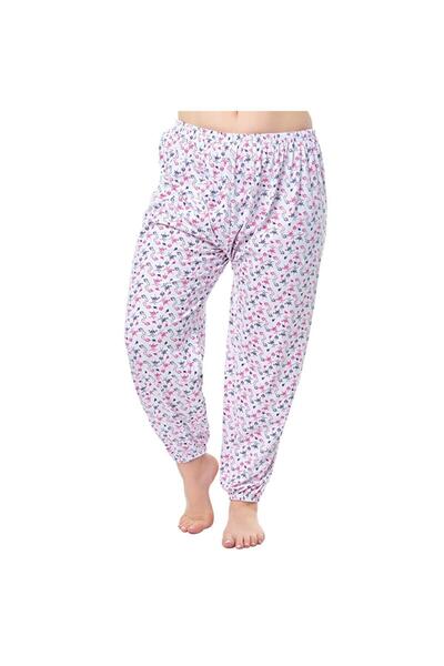 Seher Women's Long Single Bottom Pajamas Floral Patterned Winter Oversized Size - 6 Pieces