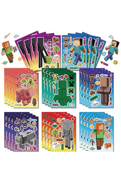 Choice 15x21cm 16 sheets 16 Sheets DIY Miner Pixel Crafting Sticker Theme Make Your Own Face Puzzle Sticke