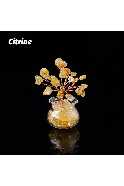 Choice 1PC Citrine 1PC Natural Crystal Macadam Small Tree Reiki Healing Feng Shui Crystal Tree Artificial B