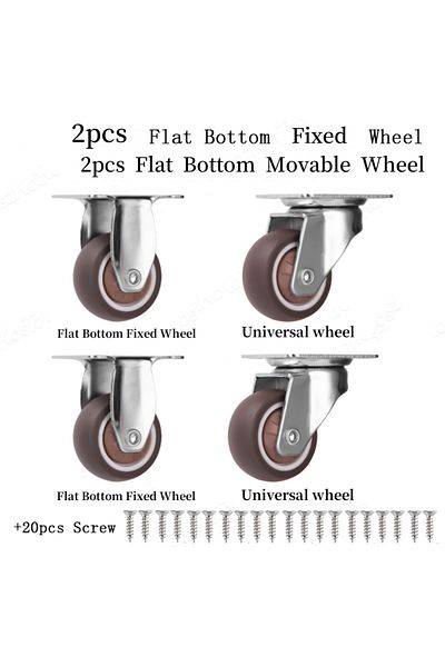 Choice 1.0 Inch 2 Fixed 2 Movable 1-2 inch Casters Set of 4 Rubber Small Caster Wheels for Heavy Duty Furni
