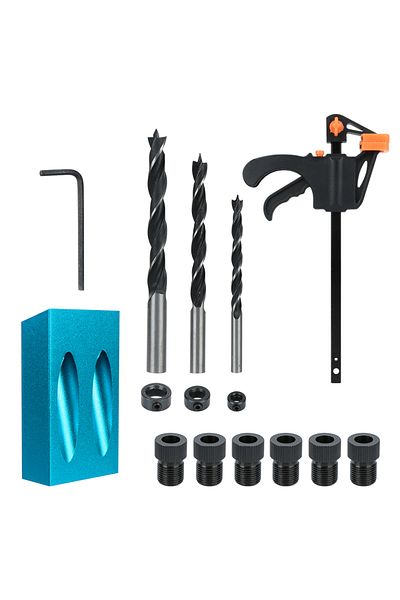 Choice 15PCS 7/14/15Pcs 15 Degrees Pocket Hole Jig Kit Woodworking Hole Drilling Guide Locator Hole Puncher