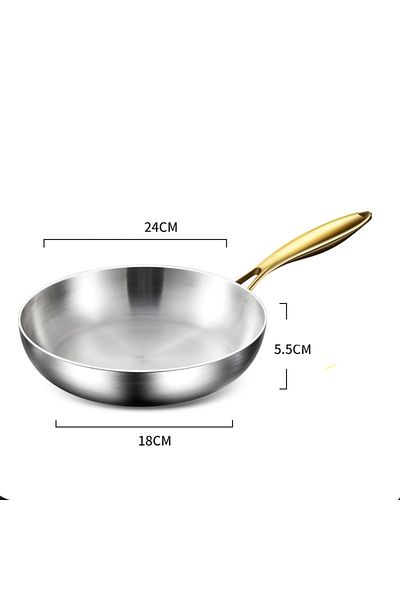 Choice 24cm 316 Stainless Steel Frying Pan Wok Pan Nonstick Cooking Fried Steak Gas Stove Pot Induction Gen
