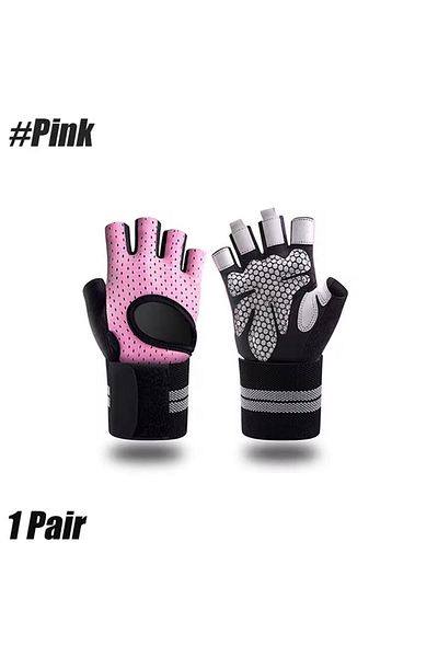 Choice S Pink Men's and Women's Half Finger Cycling Gloves Anti Slip and Breathable Cycling Accessories Gym