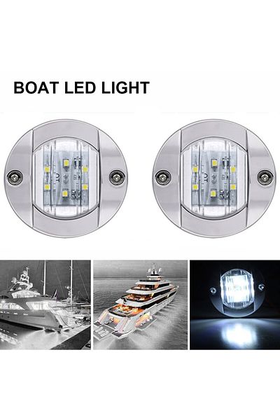 Choice White 2PCS White/Blue Marine Boat Interior Lights 12V LED Boat Deck Courtesy Light 3'' Round Stern T