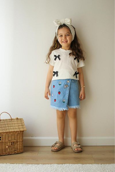 META MODA Children's Shorts T-Shirt Suit - Girls' Summer Crew Neck Trend