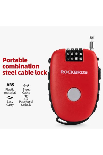 ROCKBROS 32420981001 ROCKBROS Telescopic Bicycle Lock Anti-theft bike Lock Cable Helmet Lock Chain Backpack C