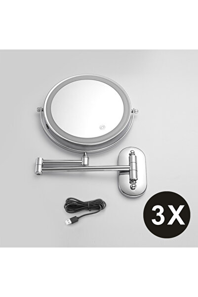 Choice1 مرآة مكياج كروم 8 بوصة 3X USB 8 بوصة كروم مكبرة 3x/5x/7x/10x مزدوجة ا...