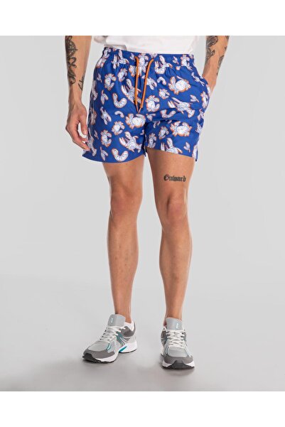 Kappa Authentic Vince Swimshort Erkek Mavi-Beyaz Regular Fit Mayo