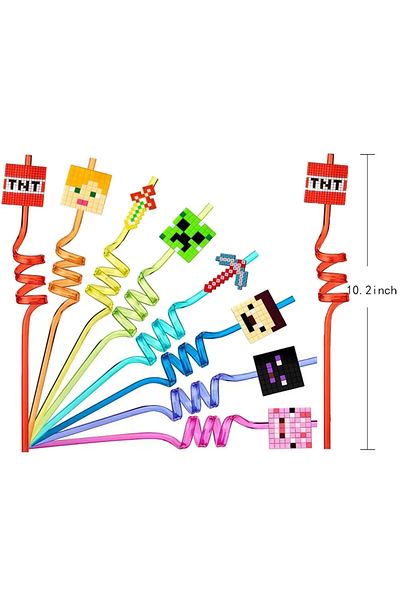 Choice 12pcs Straw Mix 6/12pcs Pack My World Pixel 3d Straw Spiral Drinking Straws Children Kids Birthday P