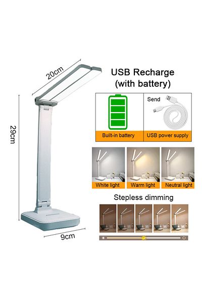 Choice Blue Rechargeable LED Desk Lamp 3 Levels Dimmable Touch Night Light USB Rechargeable Eye Protection
