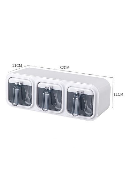 Choice white 3 box Kitchen Seasoning Box Wall Mounted Organizer Boxes Condiment Door Storage and Organizati
