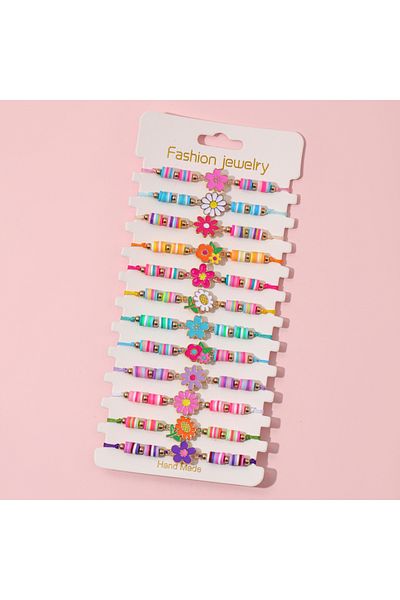 Choice A 12Pcs/set Flower Fruit Charm Adjustable Handmade Rope Bracelets for Women Girls Birthday Party Je.