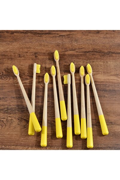 Choice 10 pack yellow Adults 10Pack Mix Toothbrushes Bamboo Toothbrush Eco Friendly Tooth Brush Nylon Brist