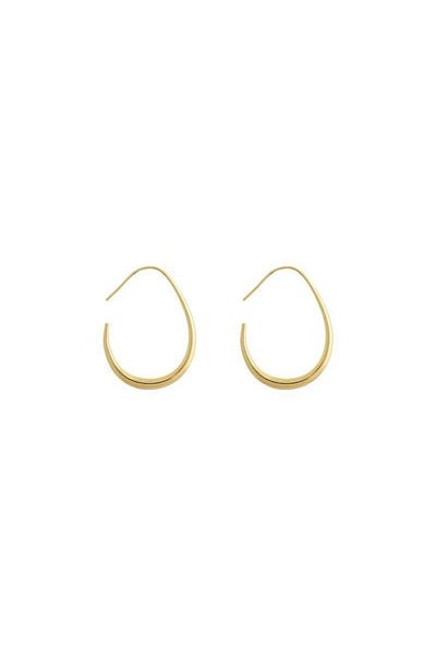 Choice Golden New Oval Earrings, Elegant and Versatile Women's Earrings, Simple Retro Hong Kong Style Earri