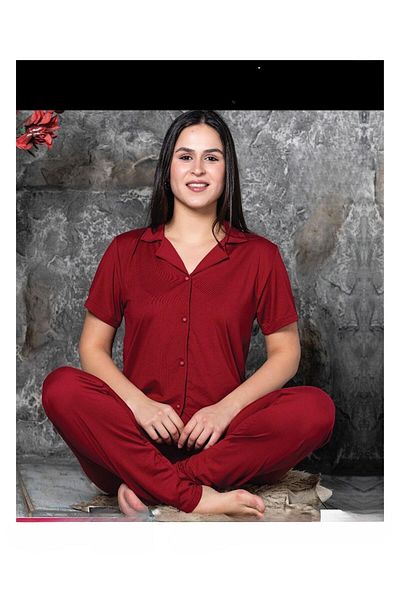 Sude Charme Milan Shirt Collar Pajama Set - Short Sleeve P300/223- 1 Piece