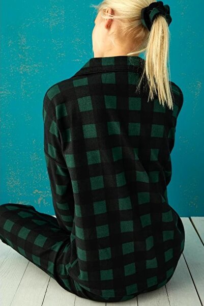 Pijamoni Kadın Süet Önden Düğmeli Pijama Takımı 56602 - 1 Adet