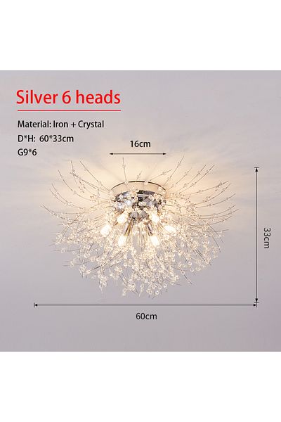 Choice Neutral Light 220V Silver 6 heads Dandelion Crystal Chandelier Nordic Modern Living room Dining Room
