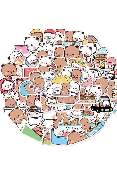 Choice 50pcs All 50Pcs Cartoon Panda PVC Stickers Cute Kawaii Vinyl Decoration Decal DIY Funny Creative Gif