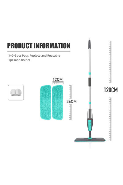 Choice1 ممسحة SDARISB زرقاء بثلاثة خطافات لتنظيف الأرضيات السحرية، مزودة بفرش...