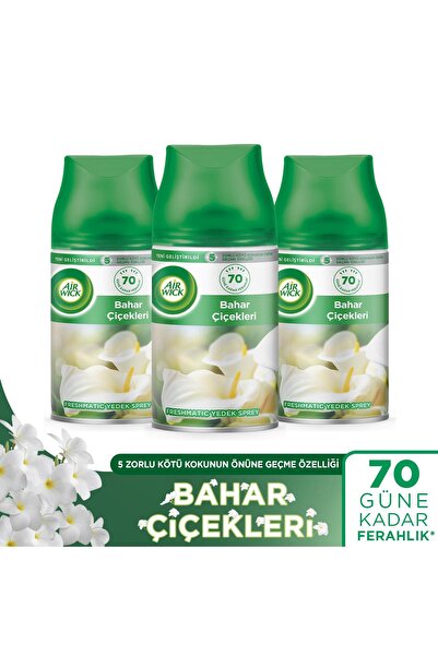 Air Wick Oda Kokusu Freshmatik, Otomatik Sprey Makine Yedek Bahar Çiçekleri 3x250 ml