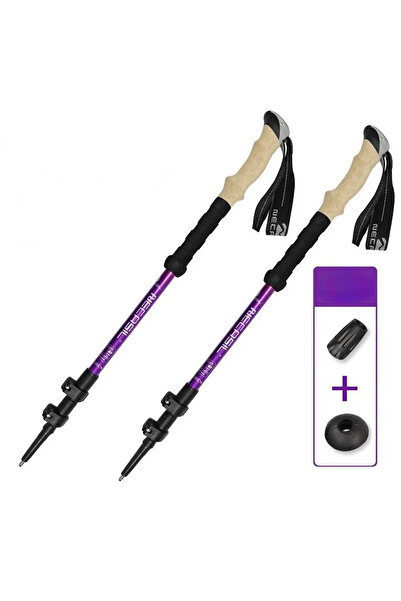 Choice قطعتان من عصي المشي لمسافات طويلة باللون الأرجواني، عصا مشي خفيفة الوزن قابلة للتعديل