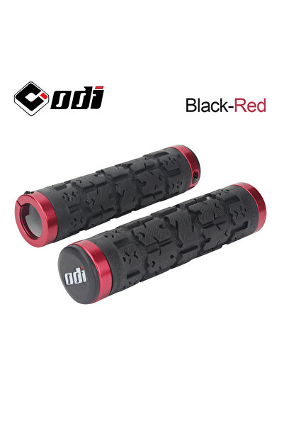 ODI مقابض مقود الدراجة RG01 باللونين الأسود والأحمر من Rogue Lock-on وغطاء مق...