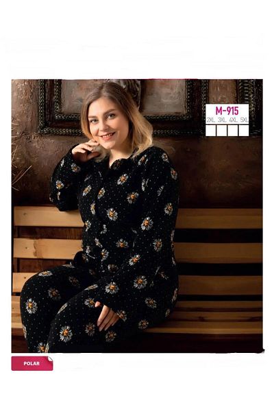 Sude Set de pijamale de iarnă, cu guler de cămașă, mărime mare, M 915- 1 bucată