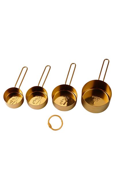 Choice 4PCS L Gold 4PCS/8PCS kitchen thread handle titanium gold stainless steel measuring cup measuring sp